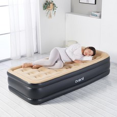 에어매트 캠핑매트 자충매트 펌프 내장형(유선) 휴대용 캠핑 1인용 2인용, 브라운 트윈 47cm (1인용)