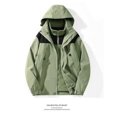 LARGE STORE 戶外禦寒寬鬆拼接配色防水三合一衝鋒外套 男生機車禦寒外套