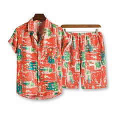 wooilsin Rokai男款夏威夷上下衣短袖短褲套裝