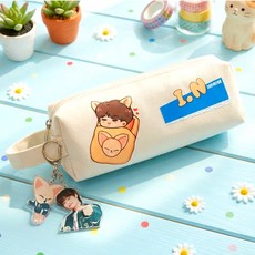 스트레이키즈 학생용 캔버스 필통 키링 학교 학원 데일리 파우치 스키즈 굿즈, 1개, 디자인 G