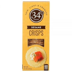 34 Degrees Crisps | Sesame Crisps | Thin LIGHT 라이트 & Crunchy Crisps Single PACK 팩 (4.5oz)568561, 34 Degrees Crisps | Sesame Thi