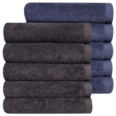 DajuTowel 10條日常毛巾 40支精梳棉 130g, 炭灰色+經典藍, 10條
