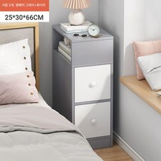침대협탁 25CM 틈새 수납 탁자 디테일 정리 침실 거실 완제품, 더블 서랍 25cm 미스트그레이