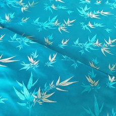 盈信纺织 竹葉花織錦緞 旗袍布料 中式服裝家裝軟裝輔料, 湖藍（1米價）,幅寬75cm（多件不裁斷）, 1個
