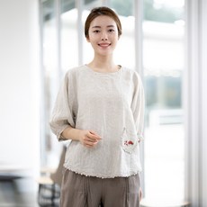 엄마옷 린넨 레이스 생활한복티셔츠 6CVB14406마담 미시 중년여성 빅사이즈 50대 60대 70대 할머니옷