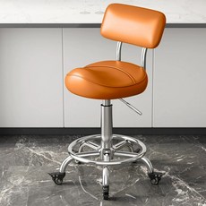 주방 회전 바체어 높이조절 홈바 의자 스툴, 1개, 19.오렌지 등받이 - 쿠션 - 브레이크 바퀴 - 방폭