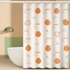 桃園出貨 浴簾套裝免打孔浴簾佈防水防黴衛生間浴簾隔斷簾浴簾杆套裝不透, 1個, 滌綸布大橘大利【送掛環】,簾100寬180高+杆70-120