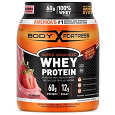 Body Fortress Whey Protein Strawberry 바디 포트리스 슈퍼 어드밴스드 웨이 프로틴 딸기맛 분리유청단백질, 807g, 1개