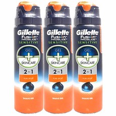 질레트 퓨전 프로글라이드 센서티브 2 in 1 퓨어스포츠 쉐이빙 젤, 170g, 3개