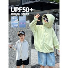 臺灣熱銷 艾摩貝貝童裝2025夏男女童UPF50 涼感冰絲網眼透氣連帽戶外防曬衣