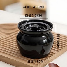 陶瓷燉盅 煨湯燉罐 400ml 隔水燉罐 帶蓋 湯罐, 1個, 黑色燉盅【400ml】