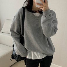 마이쏭 여성 봄신상 고퀼리티 국내제작 솔지브이넥오버핏맨투맨