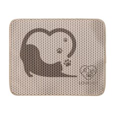 LOVE PET 寵愛 雙層貓砂墊 貓咪圖案 超大加大防水集砂墊, 1個, 卡其色,（M）45x60cm, 卡其色