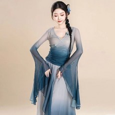 古典舞蹈服 漸變飄逸身韻紗衣 練功服 中國舞 民族舞 古風演出服 套裝女