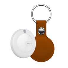 MiLi 輕巧迷你追蹤器，個性化皮套，精準定位，多色可選, 【蘋果咖色皮套】, 1個