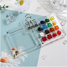 솔버 감성 풍경 수채화 여행용 캠핑용 미니 팔레트, 아크릴, 1개, 15칸