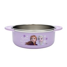 里和 lilfant 韓國製 冰雪奇緣2 學習筷 兒童筷子 304不鏽鋼 收納袋 艾莎 雪寶, 1個, 艾莎不鏽鋼大碗370ml, 紫色