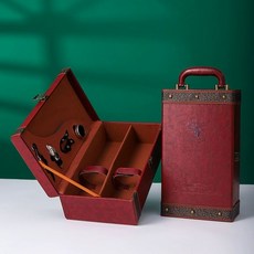 와인 캐리어 여행용 파우치 와인백 포장백 위스키 픽업, 1개, 와인레드 빈티지 와인레드 더블