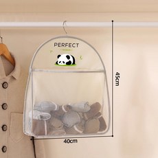 판다 프린팅 메쉬 걸이형 속옷 정리 수납 기숙사 옷장용 양말속옷, 1개, 하양색