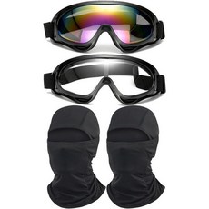 ImmoON 온o오토바이고글2개 방한모2개 더트바이크ATV모토크로스라이딩레이싱스키고글안전안경 옐로우프레임다채로운투명렌즈 옐로우페이스마스크포함125752, 블랙