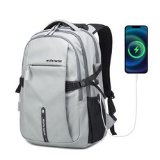 ARCTIC HUNTER AH 남성용 대형 휴대용 여행용 백팩 30L 컴팩트 노트북 백팩 비즈니스 및 주말 캐주얼 데이팩 블루. M 컴팩트, 실버