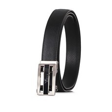 【VOVA】義大利沃汎經典男仕鏤空字母壓印自動扣皮帶，槍色/銀色，展現成熟男士的品味與質感