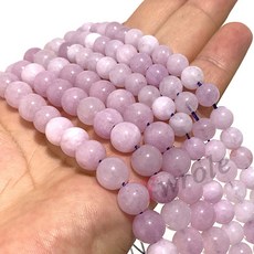 천연 보라색 옥수는 Kunzite 보석을 모방합니다. 보석을위한 라운드 스톤 비즈 DIY 팔찌 액세서리 만들기, 6mm about 63pcs