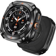 히치 2in1 금속 케이스 삼성 갤럭시 워치 8 44mm 호환 견고한 보호 범퍼 후면 커버 블루 화이트, Black Orange, 47mm