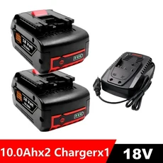 Bosch 18V 전문 GBA GSR BAT618 교체 배터리 용 기존 10.0Ah, 06 10.0AhX2-Chargerx1