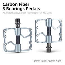 WEST BIKING 자전거 페달 로드 바이크 플랫 경량 탄소 섬유 슬리브 3 베어링 알루미늄 BMX 사이클링, 01 CHINA, 03 Basic Silver