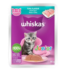Whiskas 偉嘉 幼貓濕糧包 鮪魚口味, 80g, 1個, 【幼貓】鮪魚