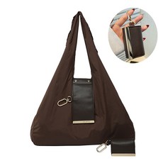 휴대용 열쇠고리 접이식 장바구니 에코백, 1개, 카키색