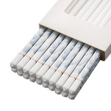 陶瓷筷子 景德鎮抗菌 骨瓷 耐熱 防滑 環保 無毒, 千里江山陶瓷筷-10雙, 1個, N/A