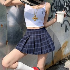 Yellwell 복고풍 플리츠 스커트 여성 여름 허리 낮은 디자인 DJP