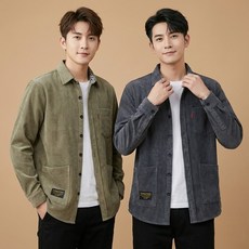 지디오 남성 골덴 셔츠 2개 세트 긴팔 카라넥 포켓 빅사이즈 코듀로이 남방