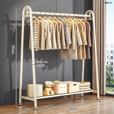 심플 스탠드 행거 옷걸이 선반형 이동식 옷수납 정리 행거 침실 드레스룸 정리대, 우유화이트 120x150x 단층 수납