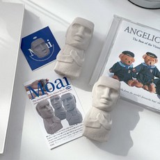 ASMR 모아이 샌드 피규어 스트레스해소 주물럭 샌드 스퀴시, 아이보리, 1개