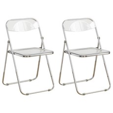 MANTU 다용도 실내외 겸용 접이식 의자, 2개, 클리어