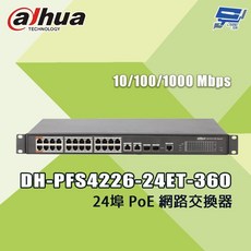 昌運監視器 大華 DH-PFS4226-24ET-360 24埠 PoE 網路交換器, 1個