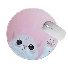 노트북 컴퓨터용 원형 마우스패드 귀여운 고양이 패턴 미끄럼 방지 고무, 1개