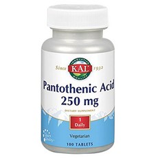 Kal 泛酸素食錠 250mg, 100顆, 1罐