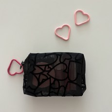 여행용 메쉬파우치 화장품 매쉬 망사 메쉬망사 투명가방 하트모양