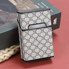 熱賣20支裝皮革煙盒 防壓磁吸個性創意收納盒 便攜防撞防潮香菸盒, 大潮gg紋, 1個