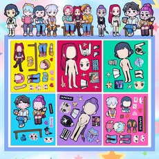 케이팝 데몬헌터스 스티커 DIY 호랑이 진우 조이 케데헌 인형 루미 만들기 케데몬스티커, 6장  1세트, 1피스, 1개