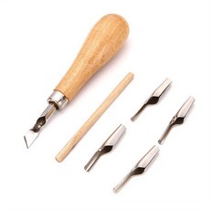 조각 도구 실용 초보자 DIY 휴대용 ABS 리놀륨 커터 미술 용품 인체 공학적 학교 조각 다기능, [01] Wooden