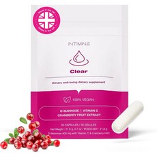 크랜베리 혈관 위염 위궤양 NTMNA 클리어 요로 여성용 추출물 방광 D만노스 비타민 C 조절 제, INTIMINA 클리어 - 요로 여성용 크랜베리 추출물, 1개