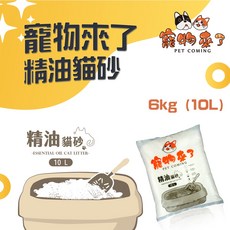 寵物來了 精油貓砂 10L 6kg, 1個, 寵物來了貓砂-青蘋果6KG,細砂