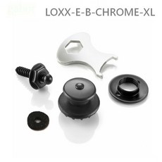 LOXX 吉他貝斯安全背帶釦 LOXX-E-B-CHROME-XL 霧黑鍍鉻 厚肩帶專用 德製, 1個