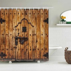 벽 벽걸이 걸이형 목욕 스크린 샤워 커튼 욕실 방수 레트로 오래된 나뭇결 장식 멀티 사이즈, 6. 3904ZW