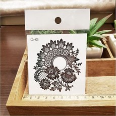 WAWA TATTOO花朵圖騰CD-105手背防水紋身貼紙，持久防水，輕鬆變換造型，安全無毒材質，多款花樣選擇, 1個